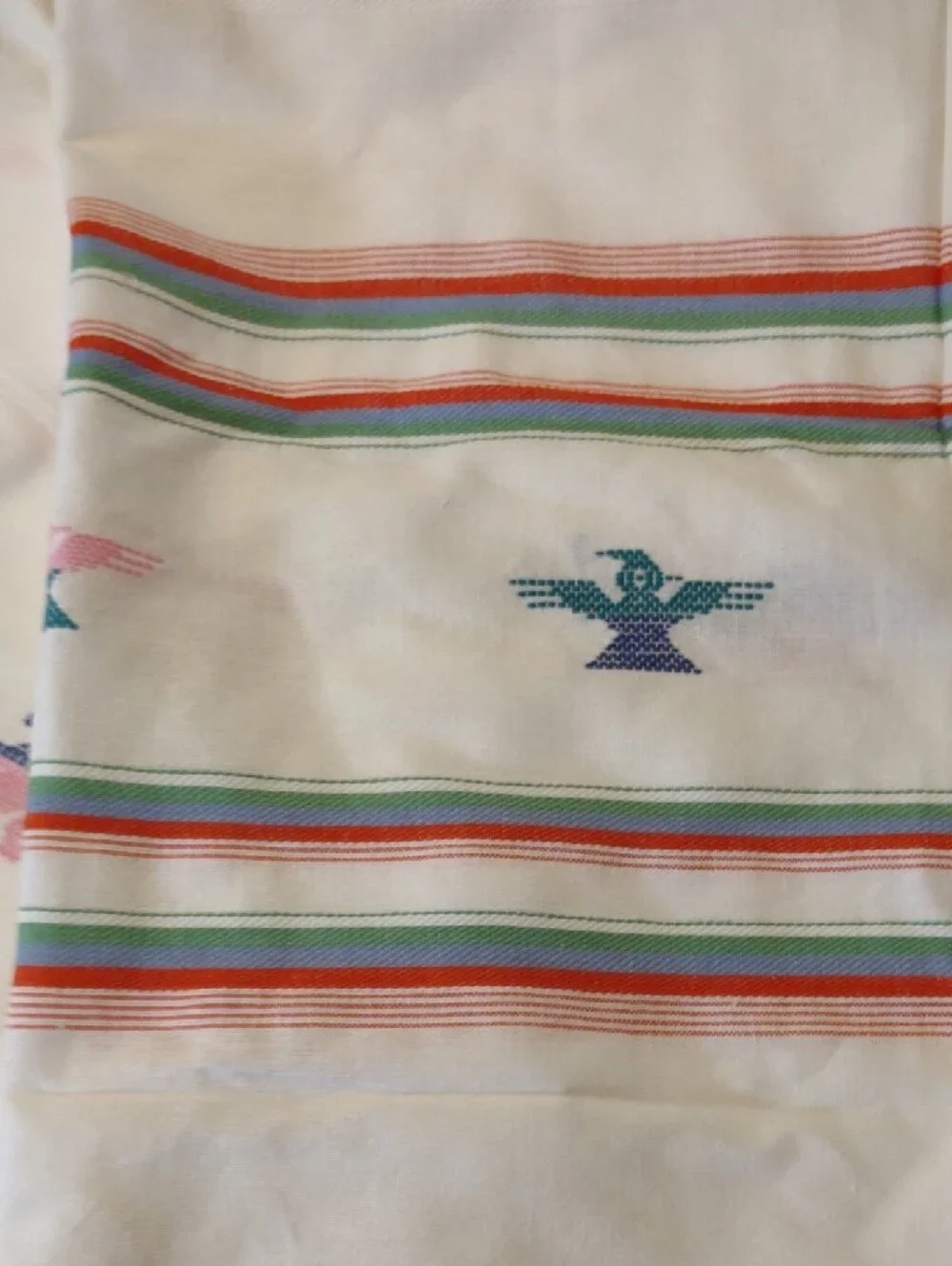 Vintage White Handcrafted Woven & Embroidered Napkins and Tablecloth/Runner Set